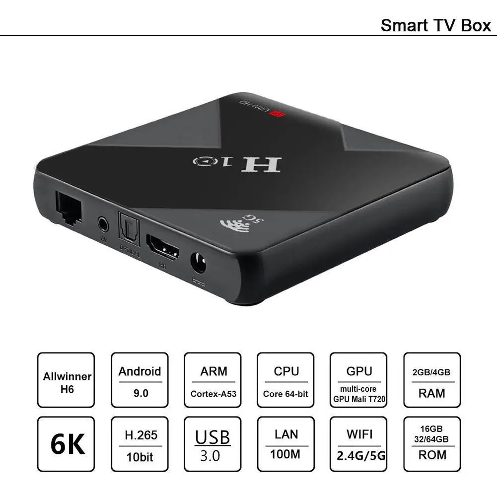 Новый H10 ТВ коробка 6 k HD H6 чип Android 9,0 коробка # CW