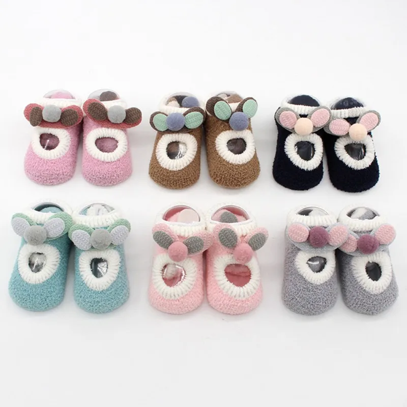 

Kids Baby Boy Girl Autumn Cartoon Socks Newborn Baby Girls Boys Anti-Slip Socks Slipper Shoes Winter Socks For Children