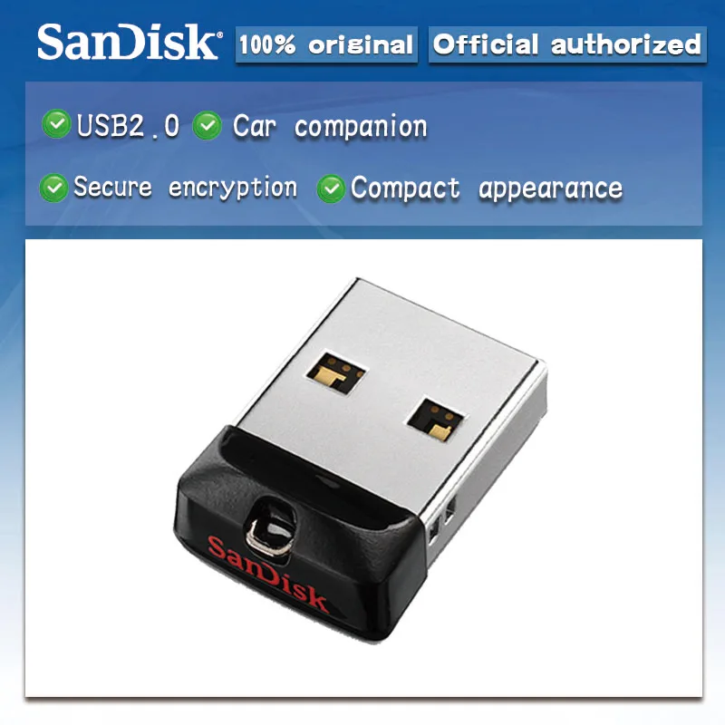 

Original SanDisk USB Flash Drive 64GB 32GB 16GB 8GB Pen Drives USB 2.0 PenDrives CZ33 CRUZER FIT Support Official Verification