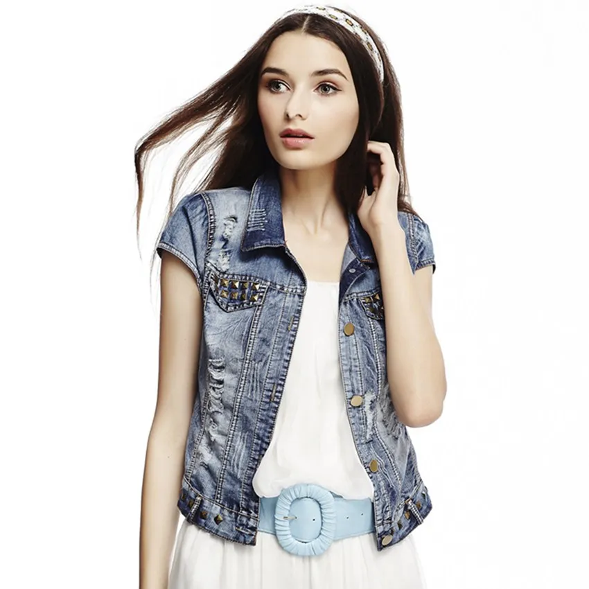 Denim Jean Vest For Women 2017 Runway Women Fashion Vest Outwear