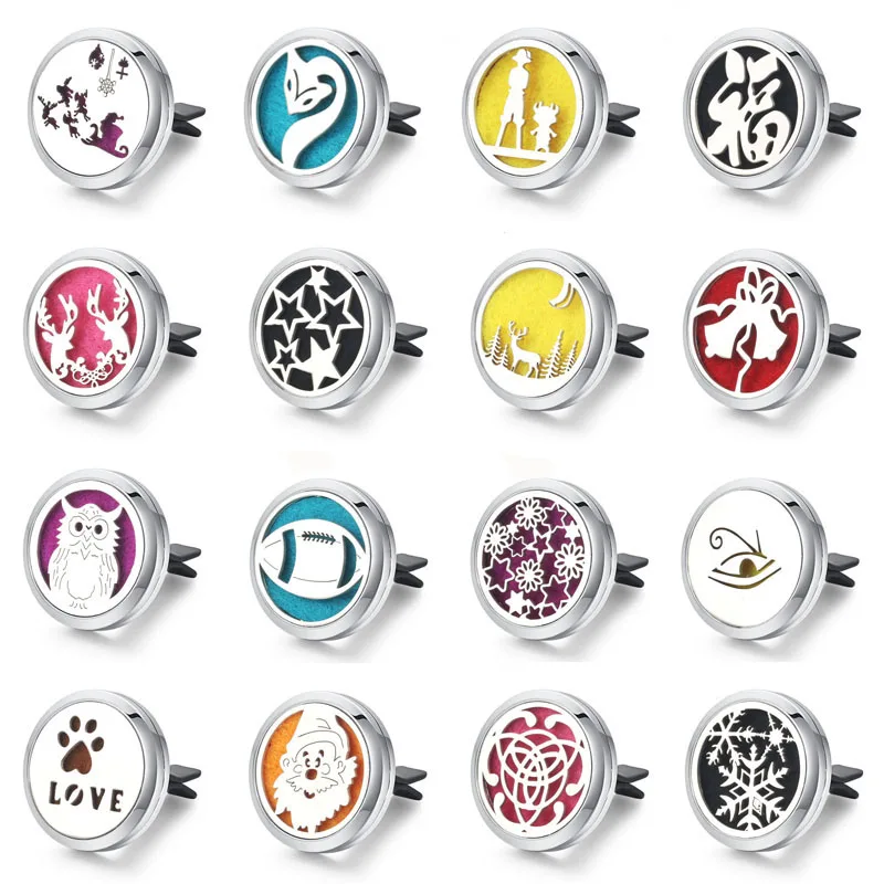 

Hot sell Car Air Diffuser Stainless Steel Vent Freshener Car Essential Oil Diffuser Perfume Aromatherapy Necklace Open Locket