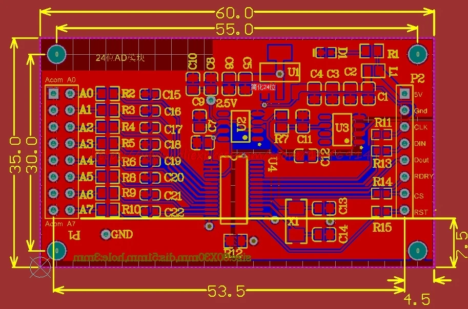 MCP3421-18 ADC data acquisition card development module, 24 bit ads1256,18 bit