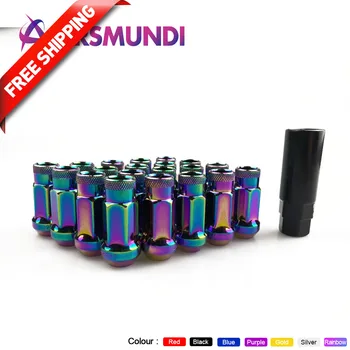 

FREE SHIPPING MT V48 Auto Steel Acorn Rim Extended Open End Wheel Racing Lug Nuts With One Key M12X1.5
