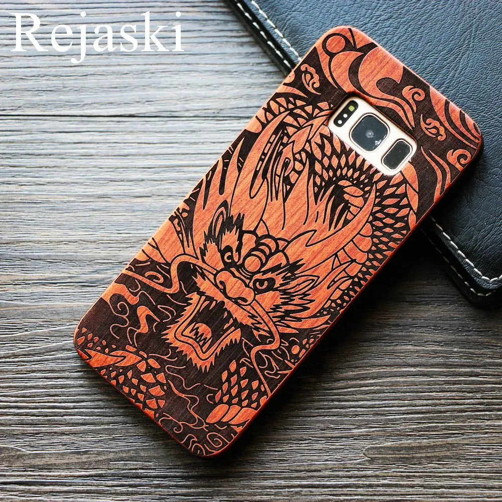Rejaski бамбуковые деревянные чехлы для телефонов Samsung Galaxy S9 Plus God Totem Wolf Ретро