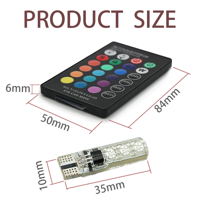2 шт. T10 W5W 168 194 SMD 6 светодиодов дистанционное управление RGB автомобильные лампы для