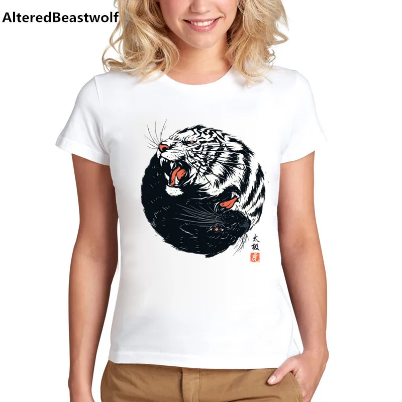 Taiji Tiger Print T shirt Women T shirts Cotton Fashion Funny Shirt For