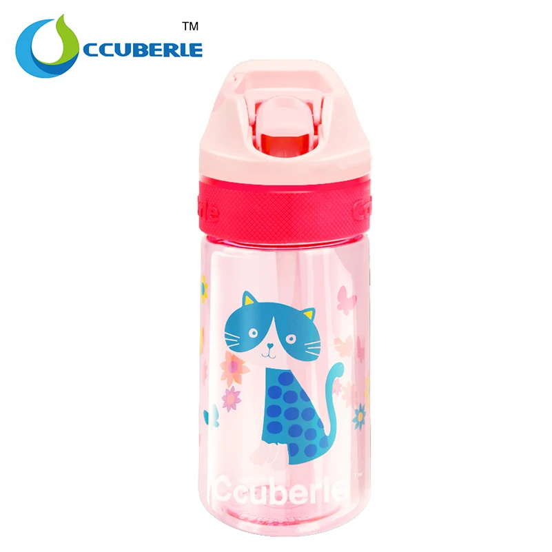 

CCUBERLE Cartoon Children Water Bottles Drinkware Leak-Proof Straw Sports Bottle BPA FREE 450ML Kids Bike Cycling Water Bottles