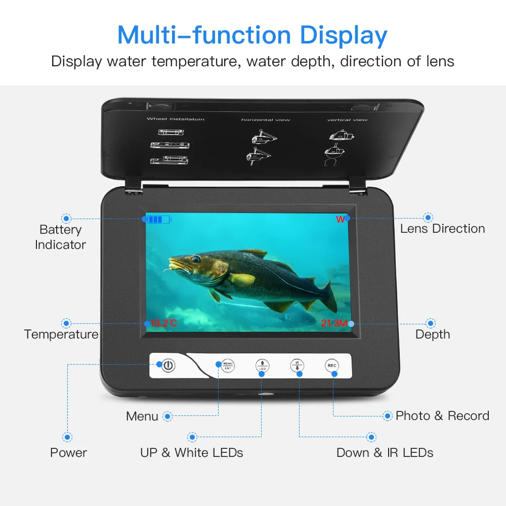 EYOYO водонепроницаемый IP68 DVR рыболокатор " ЖК монитор видео камера 1000TVL подводная ледовая Рыбалка ecoscandaglio камера