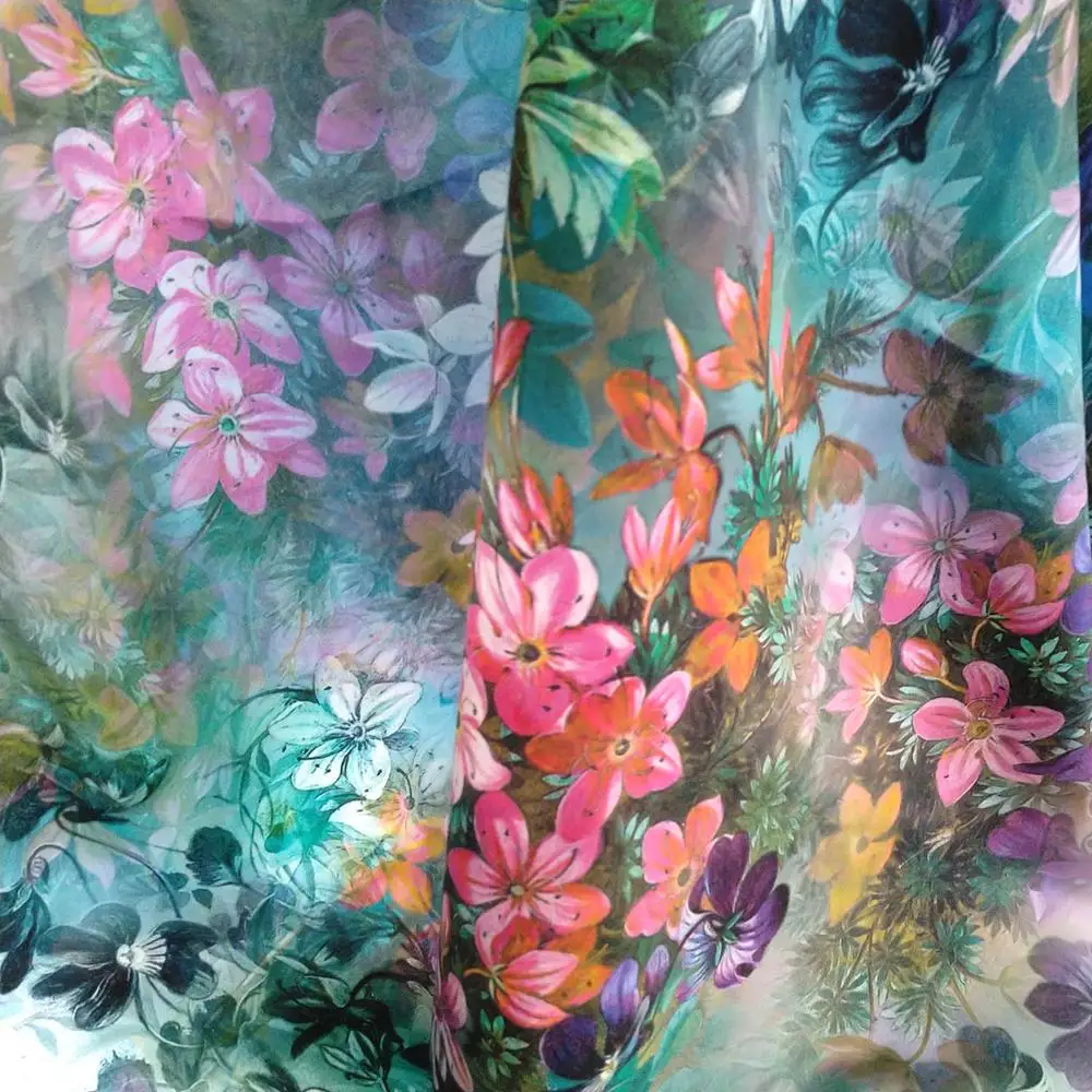 luxury digital print silk stretch satin fabric 106 cm width silk