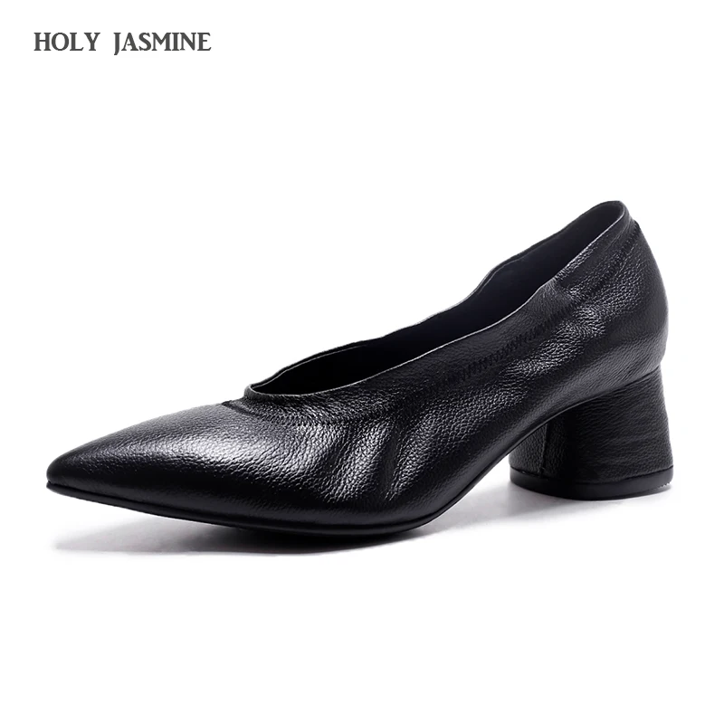 

2018 Spring New Women Pumps shoes Square Heel Pointed Toe High-heeled Women Shoes Fashion Party Wedding Shoes Free shipping