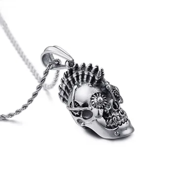 

CZ Eyes Huge Heavy 316L Stainless Steel Skull Pendant Mens Biker Rock Punk Style Mouth Openable D262 Steel Necklace 24inch