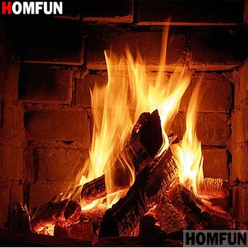 

HOMFUN Full Square/Round Drill 5D DIY Diamond Painting "Burning fire" Embroidery Cross Stitch 5D Home Decor Gift A16350