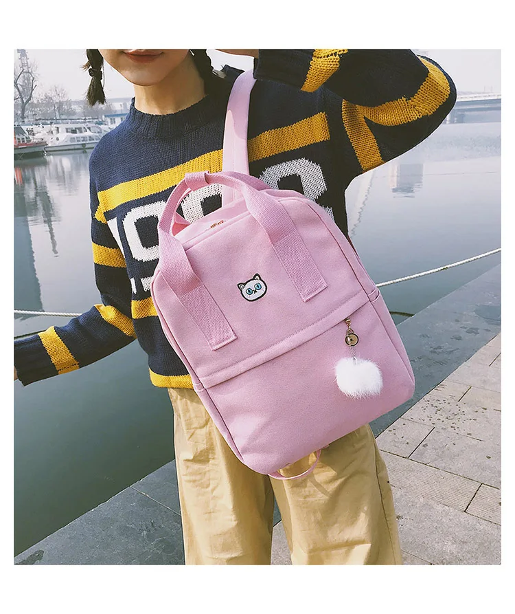 MJ Canvas Backpack Women Travel Bag Female Large Canvas Travel Backpack Fashion School Bag for Teenage Girls (8)