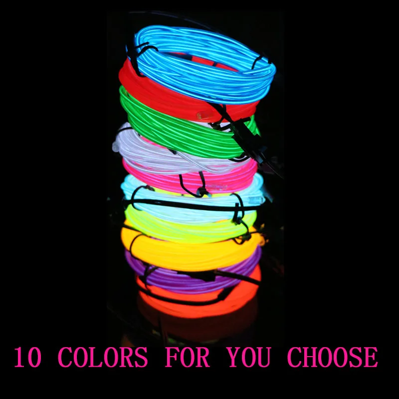 

1M/2M/3M/5M/10M/20M EL Wire With 12V 8*AA Battery Controller Neon Light LED String Light Lamp Flexible Glow Rope Tube LED Strip