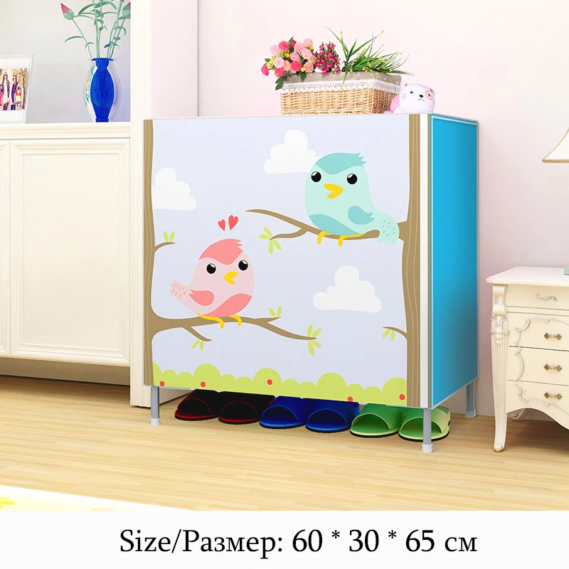 متعددة الوظائف تخزين الأحذية الرف 3D الكرتون نمط خزانة خذاء بسيطة غير المنسوجة DIY أداة تنظيم الأحذية الرف الأثاث
