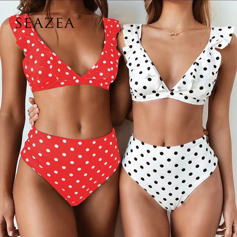 

Seazea 2019 Dot Bikini Set Women Bikinis Swimsuit Sexy Swimwear Bathing Suit High Waist Backless Beach Wear Female Biquini