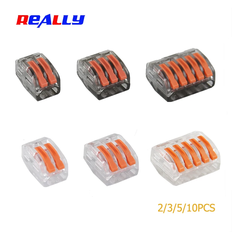 

2/3/5/10PCS Transparent Compact Wire Wiring Connector Conductor Terminal Block With Lever WAGO Type 222-412 222-413 222-415