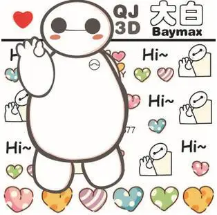 

5Pcs 3D Nail Sticker Nail Tattoo Stickers Baymax Big Hero 6 Water Transfer Stickers Nail Art Tips Beauty Decals nail art tools