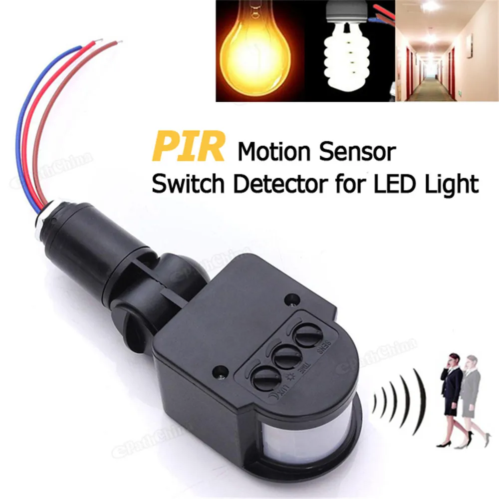 Automatic Black Wide Detection Range Sensor Light Mini 110 220V LED