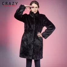 Новинка 4XL 5XL размера плюс одежда черный белый стоячий воротник Роскошная Шуба из искусственного меха норки для женщин Длинная шуба из искусственного меха кролика