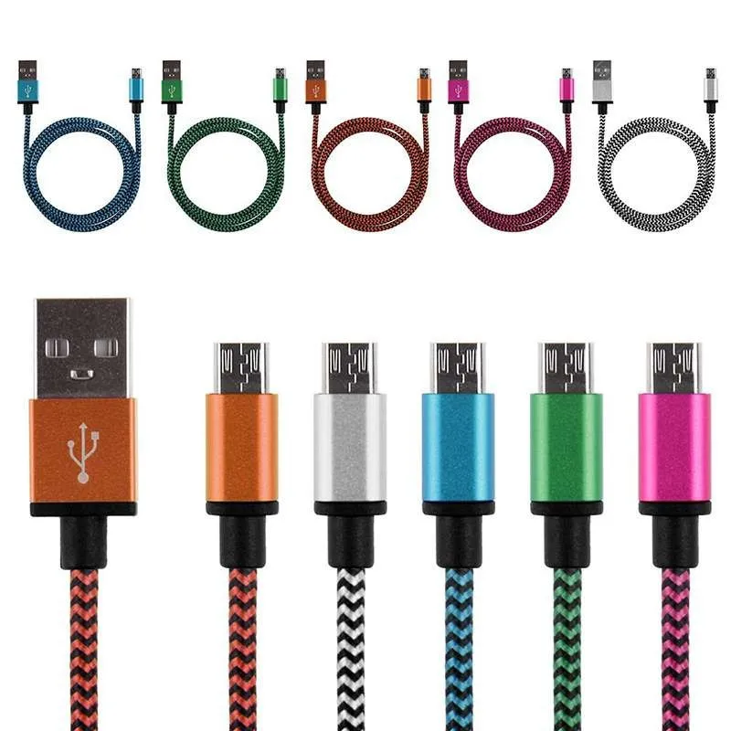 

20cm 1m 2m Micro USB Cable Short Fast Charging Nylon USB Sync Data Cord Mobile Phone Android Adapter Charger Cable for Samsung