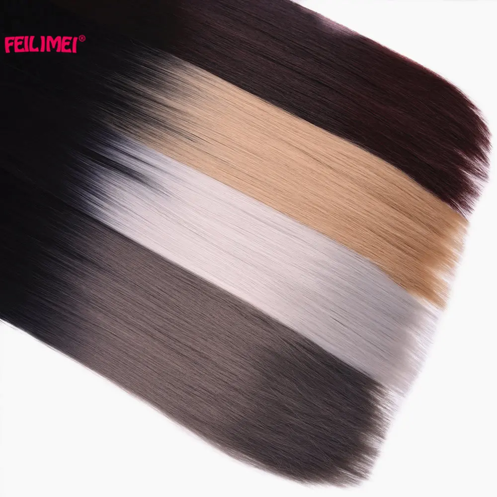 Feilimei Синтетические длинные прямые волосы для наращивания на заколках, 5 клипов, 24 дюйма, 60 см, 120 г, серебристо-серые, светлые, цветные женские волосы