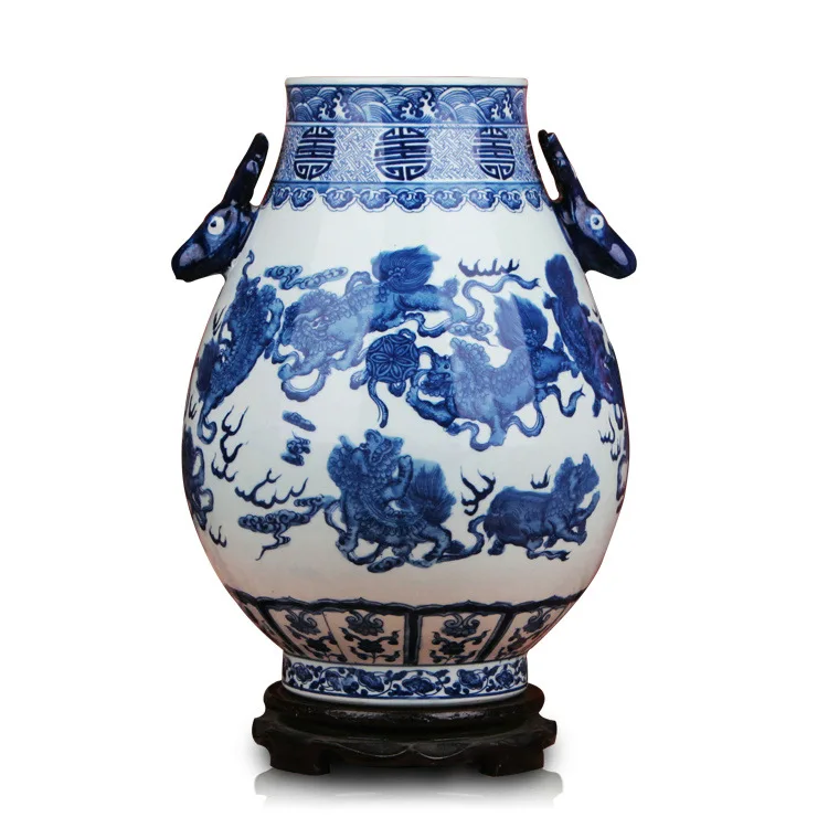 Ceramic Vase Blue ANDING Ceramic Decorative Vase