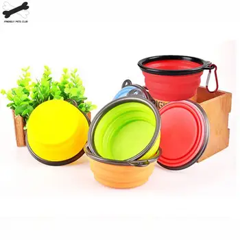 

1PC Folding Silicone Dog Bowl Outfit Portable Travel Bowl For Dog Feeder Utensils Small Mudium Dog Bowls Pet Accessories W3615