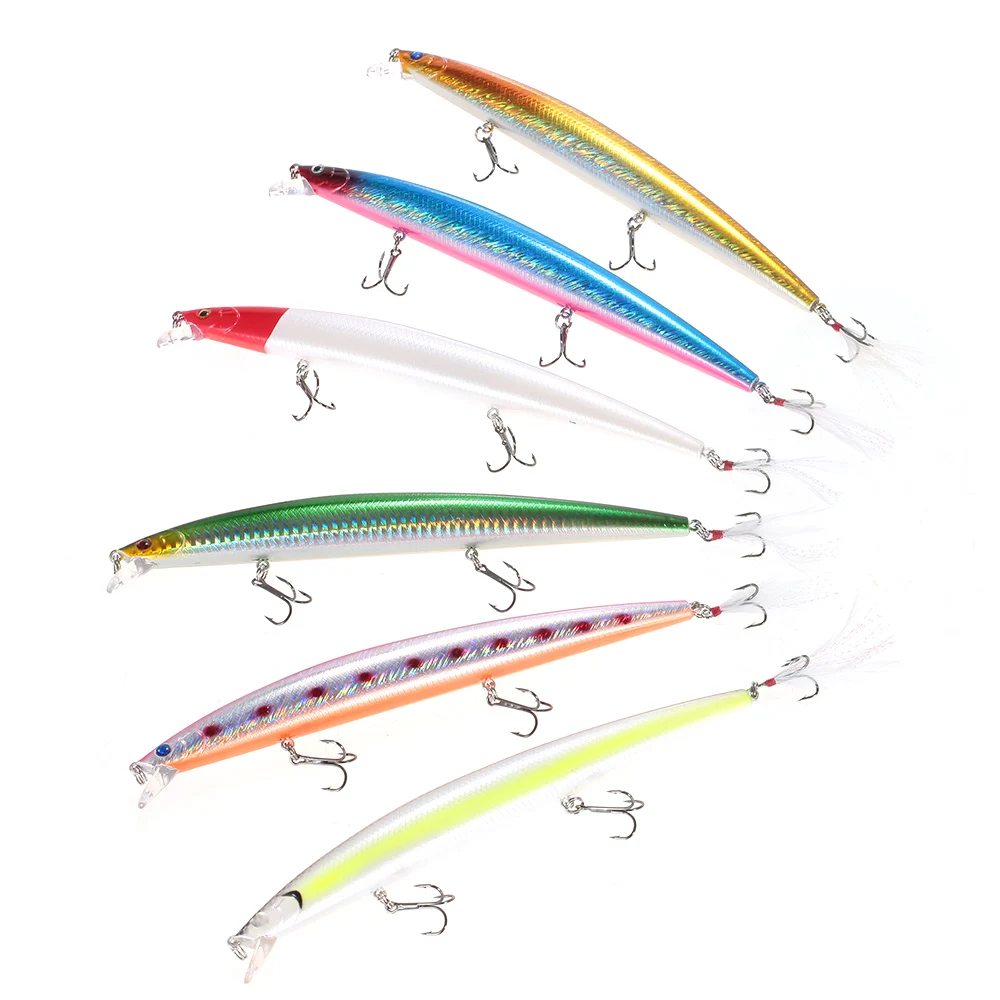 

Fishing Lures 6PCS Diving Minnow Artificial Bait Hard Fishing Lure Set Wobbler Bait with #6 Feather Hooks 22g 185mm 0.3-0.9M