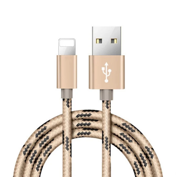 NOHON USB кабель для зарядки и передачи данных для iPhone 7, 8, 6, 5, 6s plus, X, XS, MAX, XR, для iPad Mini, 2.2A, 1 м, быстрое зарядное устройство для мобильного телефона, нейлоновый шнур - Цвет: Золотой