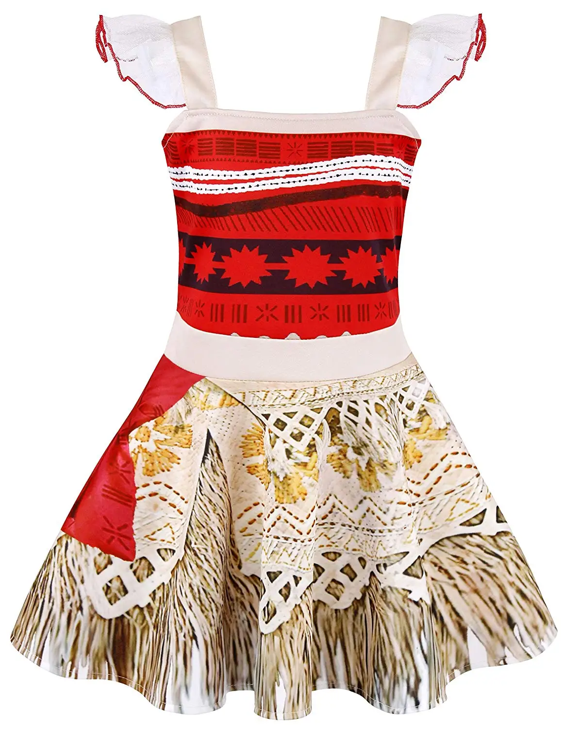 

FEECOLOR I PCS Princess Moana Dress Little Girls Lace Sleeveless Costume Cosplay Outfit