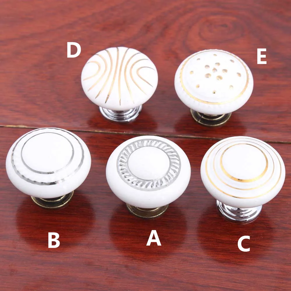 silver gold wire ceramic drawer shoe knobs pulls white silver