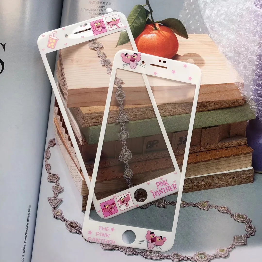 

9H 3D Tempered Glass for iPhone 6 6S 7 8 Screen Protector Film for iphone 6/7/8 plus Pink Panther Pattern