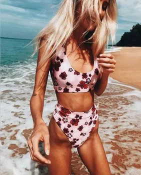 

Floral Print Bikini Push Up Bikinis Women Swimwear Biquini High Waist Bathing Suit Beach Swimsuit maillot de bain Swimming Suit