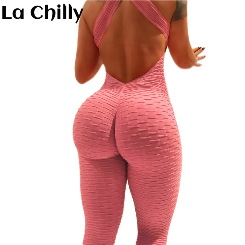 Женский спортивный костюм с открытой спиной ropa deportiva mujer женский для фитнеса