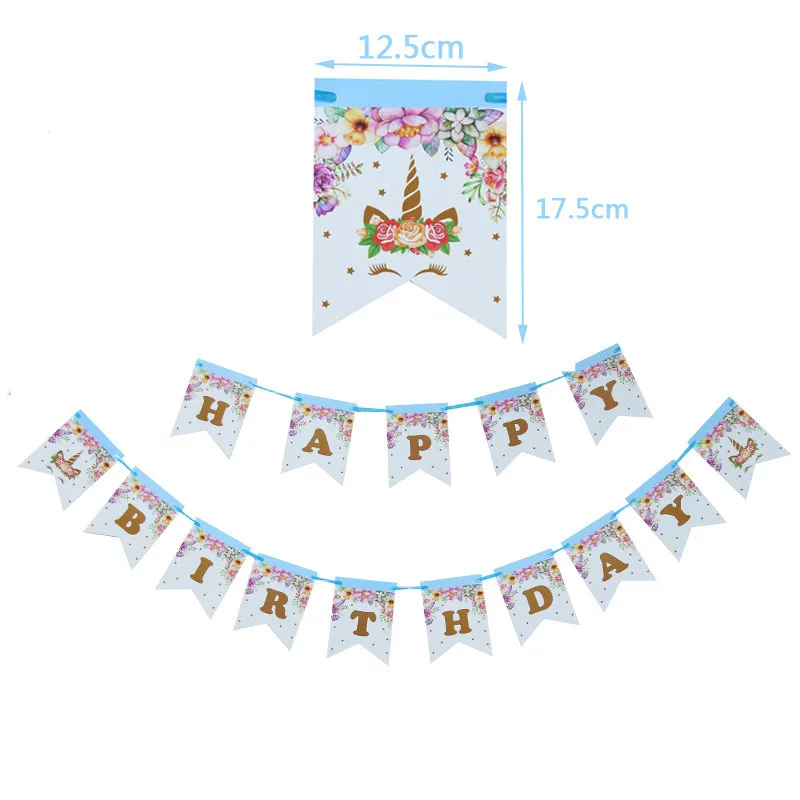 

OLOEY Unicorn Party Decoration Happy Birthday Banner Kids Favors Baby Shower Balloons Cake Topper Unicorn Birthday Supplies
