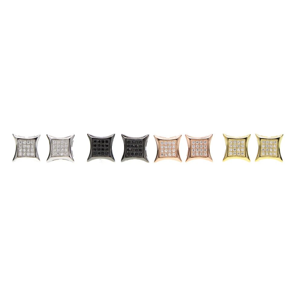 

small kite shape micro pave cz screw back fashion men women boy iced out cz earring