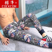 Новинка, мужские подштанники, раздельные тонкие, хлопок, с принтом, на осень и зиму, теплые леггинсы, сексуальные подштанники