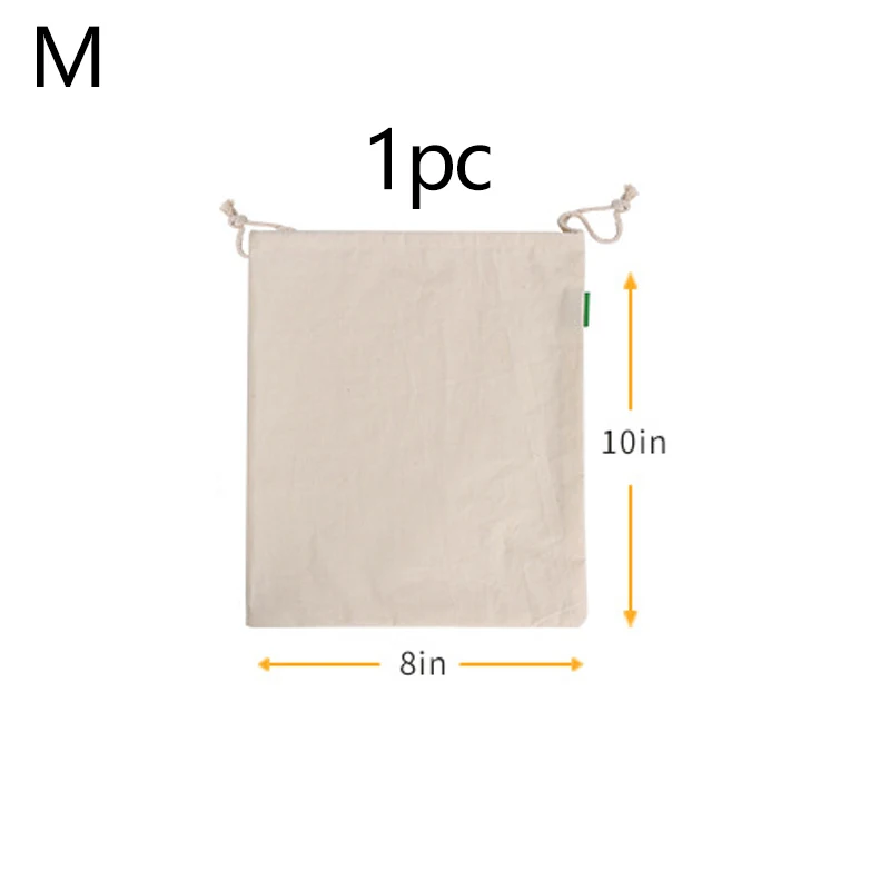 Портативные хлопковые мешки на шнурке, сумки для хранения, сумки для хранения фруктов и сумка для овощей, дорожные сумки для хранения - Цвет: M  20cm x 25cm