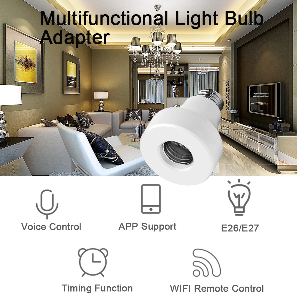 Универсальный Wi-Fi держатель лампы приложение дистанционное управление беспроводной смарт лампочка адаптер розетка переключатель для E27/E26 лампы Цоколь для ламп