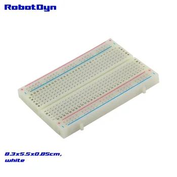 

Solderless Breadboard Self-Adhesive, size: 8.3x5.5x0.85cm. White color