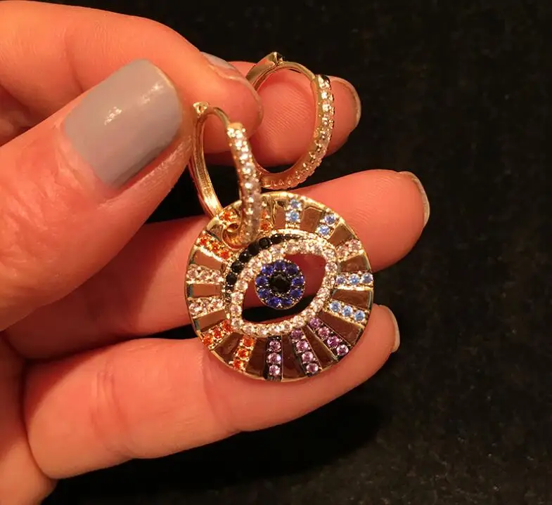 

French luxury earrings asymmetrical lucky earrings color rhinestone ear accessories