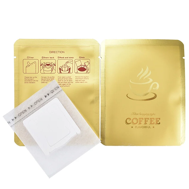 Комбинированный фильтр для капельного кофе, корзина и кофейная сумка из алюминиевой фольги, портативный офисный дорожный фильтр для капельного кофе, набор инструментов - Цвет: Gold Coffee Filter