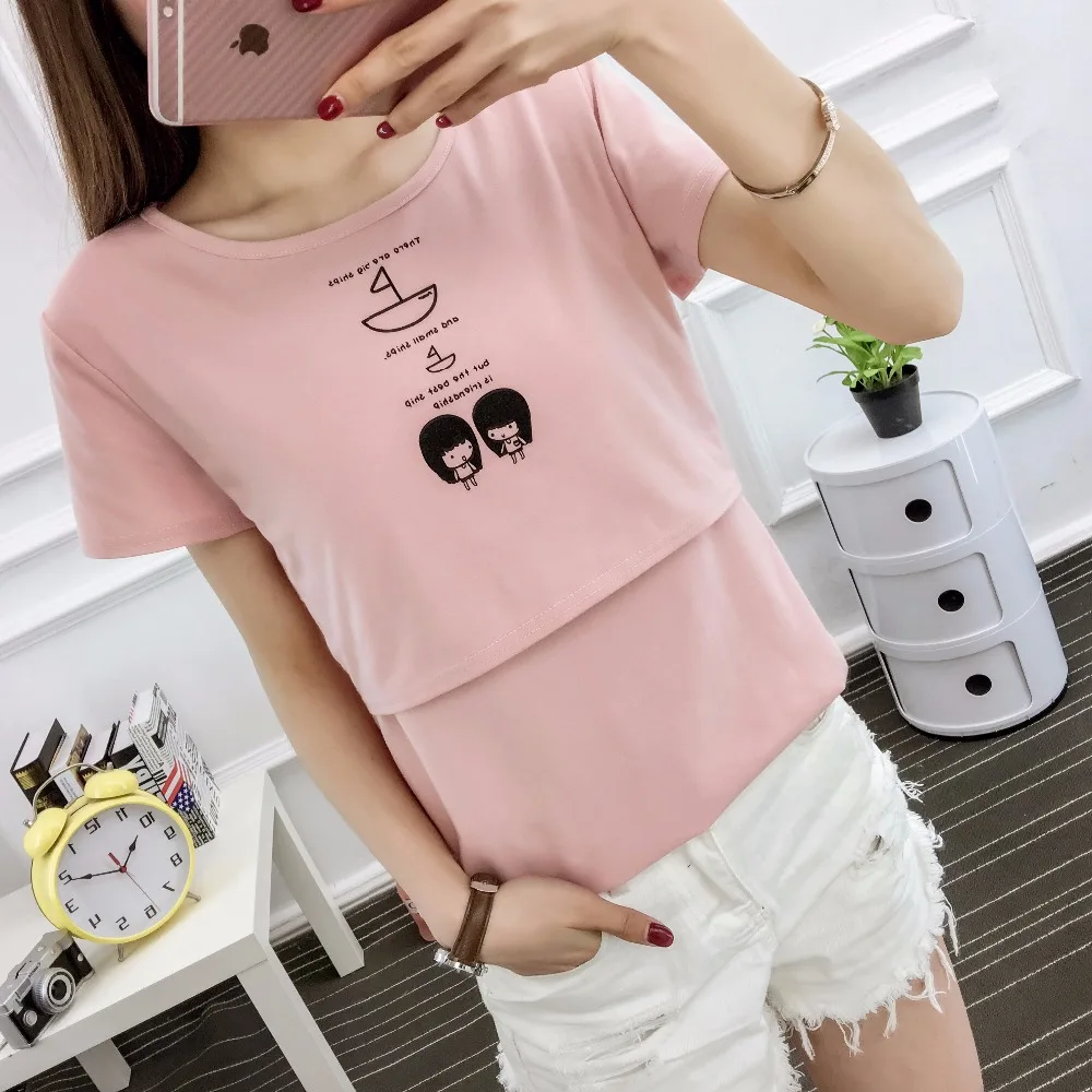 9007# Summer Maternity Nursing T-shirt Breastfeeding Tees Clothes for Pregnant Women Cartoon Print Cotton Pregnancy T Shirt Tops 9007# Summer Maternity Nursing T-shirt Breastfeeding Tees Clothes for Pregnant Women Cartoon Print Cotton Pregnancy T Shirt Tops