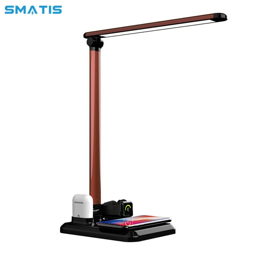 

4 in1 Qi Wireless Charger LED Desk Lamp Table Book Light Multifunction 10W Eye-friendly Touch Control Charging for iPhone Xiaomi