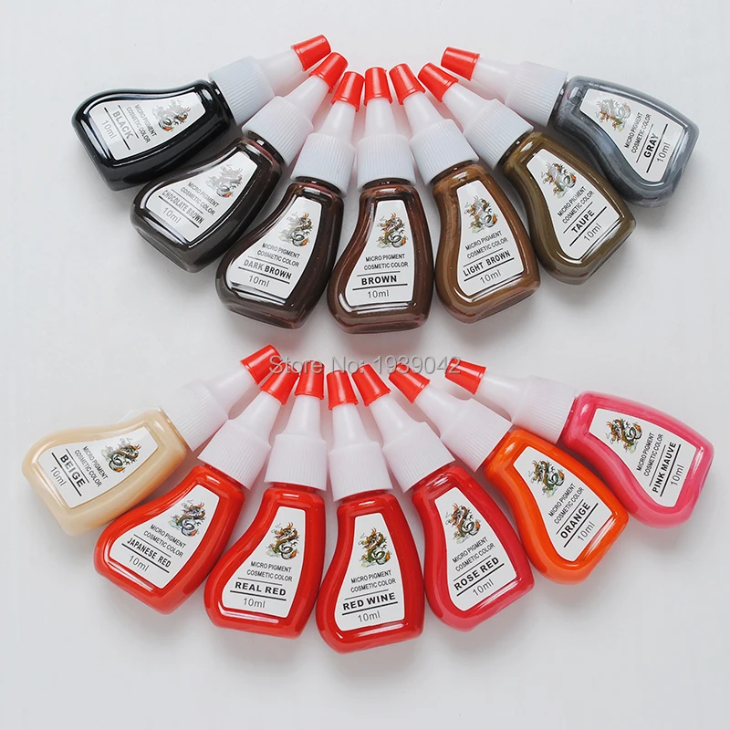 14piece/lot High quality permanent lip Tattoo Ink 10ML10 Colors Eyebrow