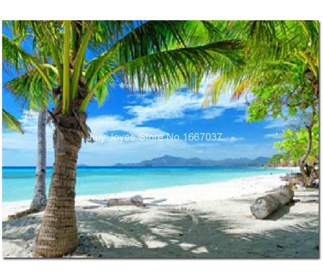 Diamond Mosaic Patchwork Scenery Beach Banana Trees Embroidery Diamond Mosaic Patchwork Scenery Beach Banana Trees Embroidery Cross Sch Painting Rhinestones Home Decoration Picture