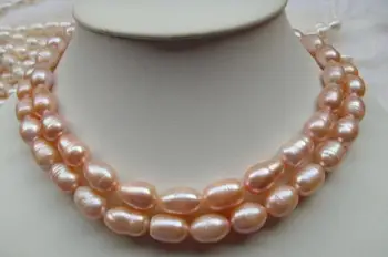 

2 row 11-13mm natural south sea pink screw pearl necklace 925silver yellow clasp