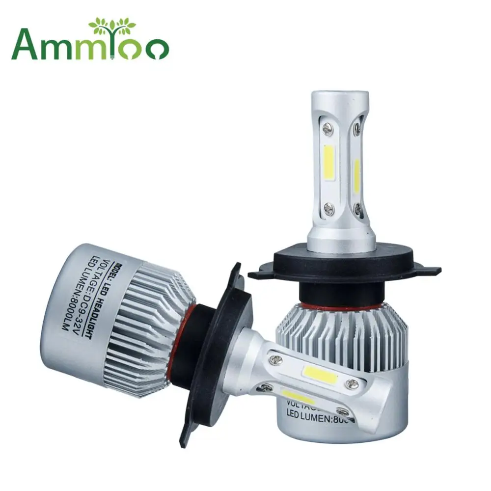 Светодиодный налобный фонарь AmmToo H4 H7 12 В COB H11 9005 9006 72 Вт 8000 лм 6000K светильник