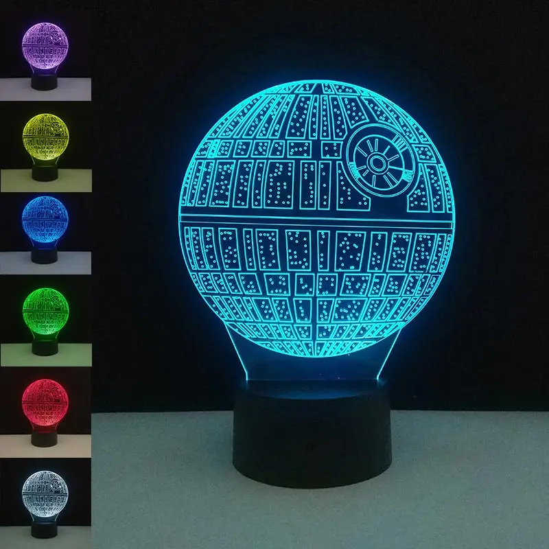 3D Star Wars Death ночник USB светодиодный сенсорный выключатель настольной лампы DIY